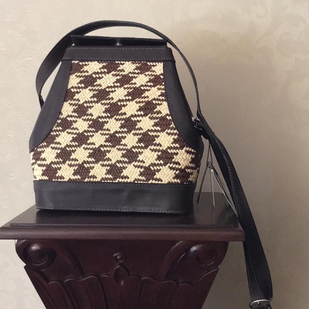 Leather & Straw Shoulder Bag